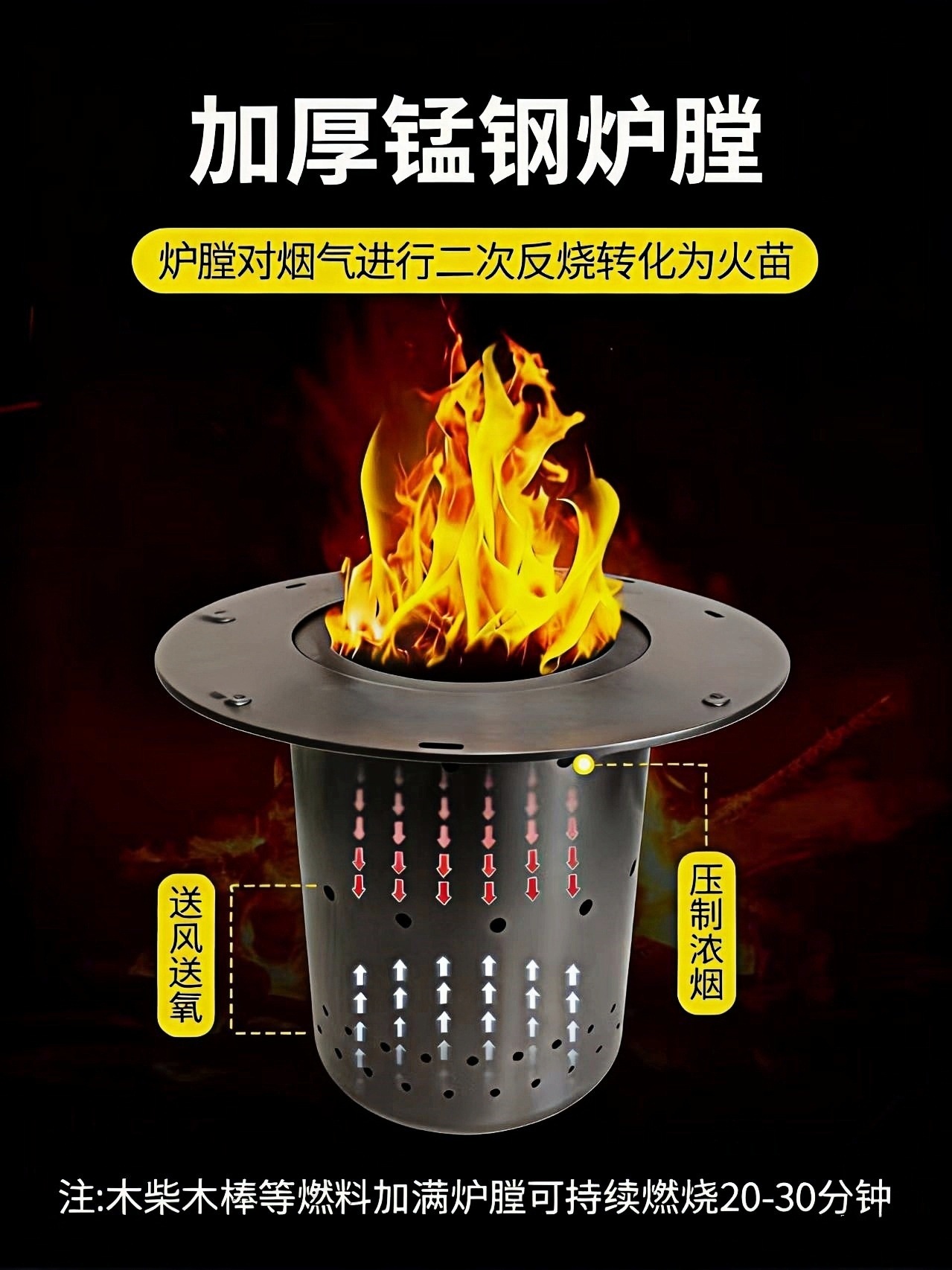 Outdoor Wood Stove Stove Outdoor Smoke free Rural Household Wood burning Mobile Portable New Gasification Stove Picnic