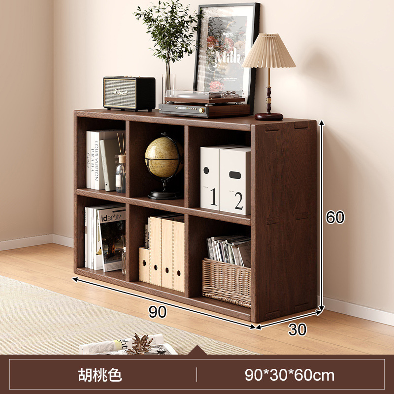 Solid wood bookshelf, floor to ceiling, household bedroom, bedside table, bookshelf, integrated sandwich, bedside storage cabinet, living room cabinet