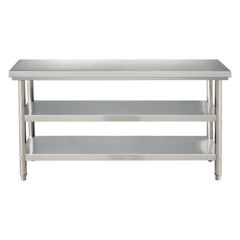 Free shipping disassembly and assembly double-layer stainless steel workbench, restaurant kitchen operation desk, workbench, loading table, packaging table top
