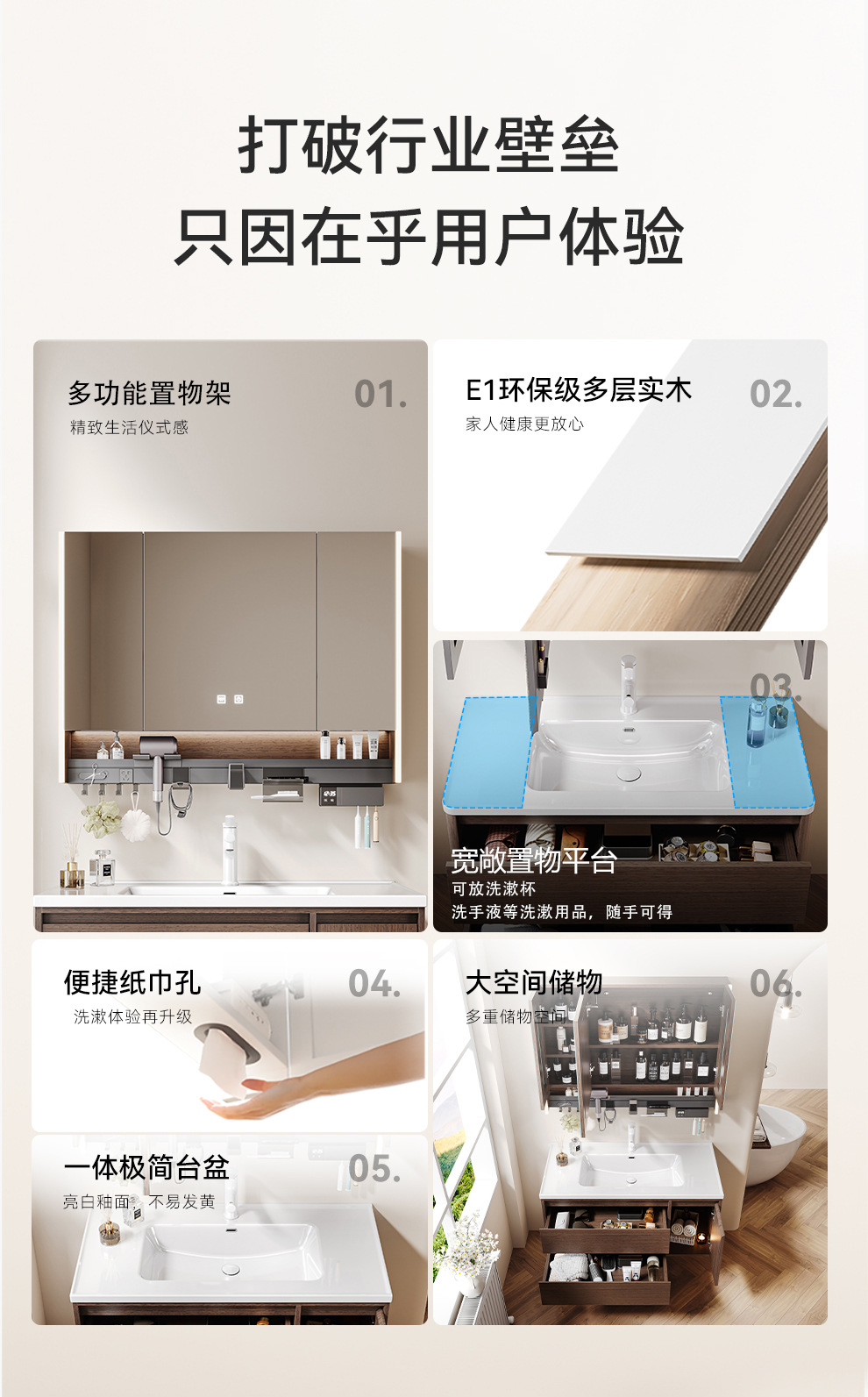 Middle ancient style solid wood bathroom cabinet, ceramic integrated basin, washbasin integrated countertop, walnut double drawer storage bathroom cabinet