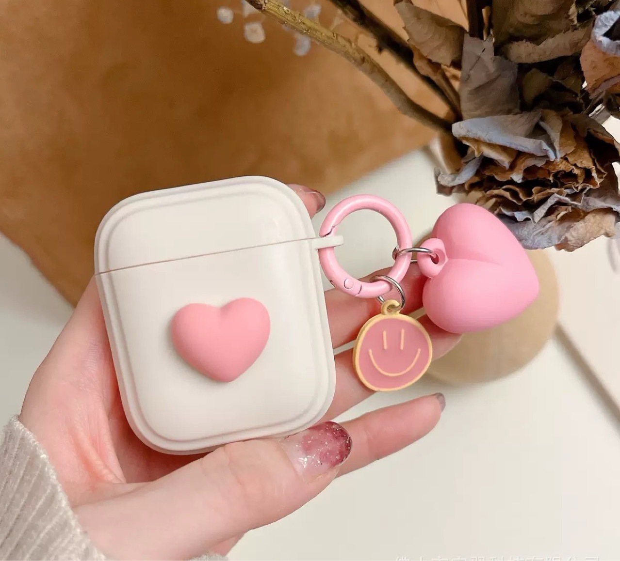 ins玫红爱心适用airpodspro保护套airpods4代耳机壳苹果3代蓝牙盒