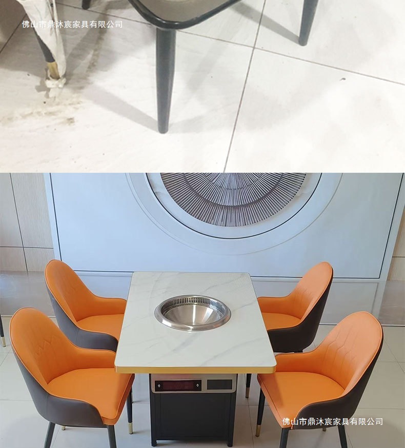 Factory direct sales hotel electric dining table large round table light luxury rock board restaurant hotpot table with induction cooker table for 20 people