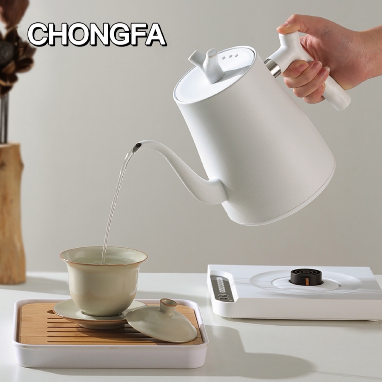 Электрический чайник для кофе и чая CHONGFA DRSH-001 из нержавеющей стали