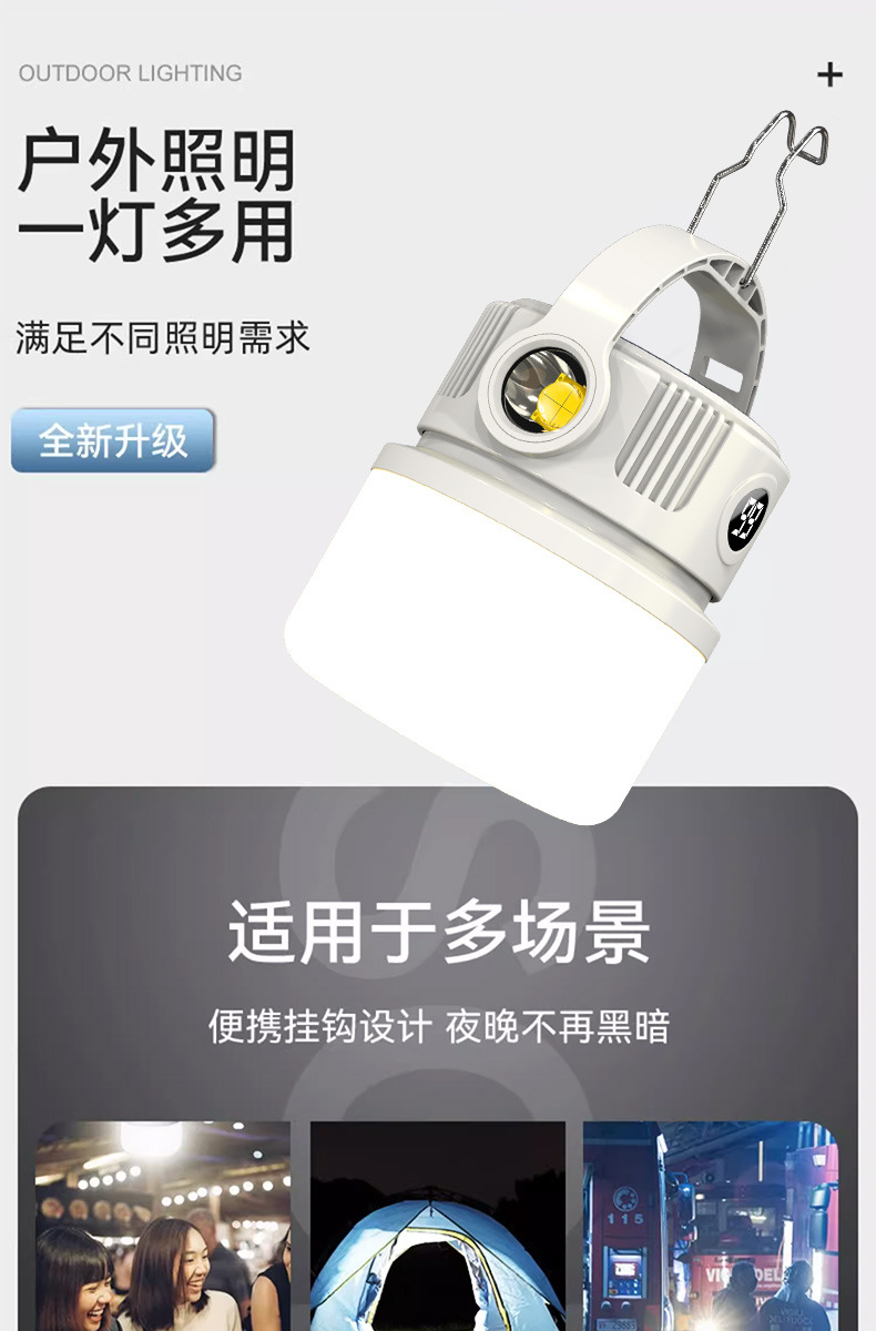 Popular solar powered outdoor camping lights for large customers, with long battery life and strong light. Portable charging lighting for camping stalls