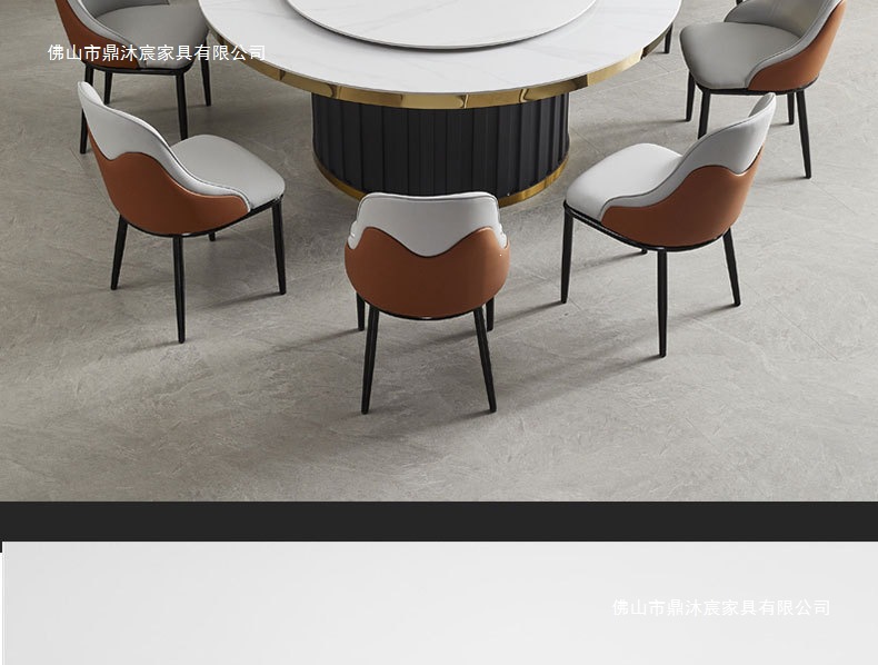 Factory direct sales hotel electric dining table large round table light luxury rock board restaurant hotpot table with induction cooker table for 20 people