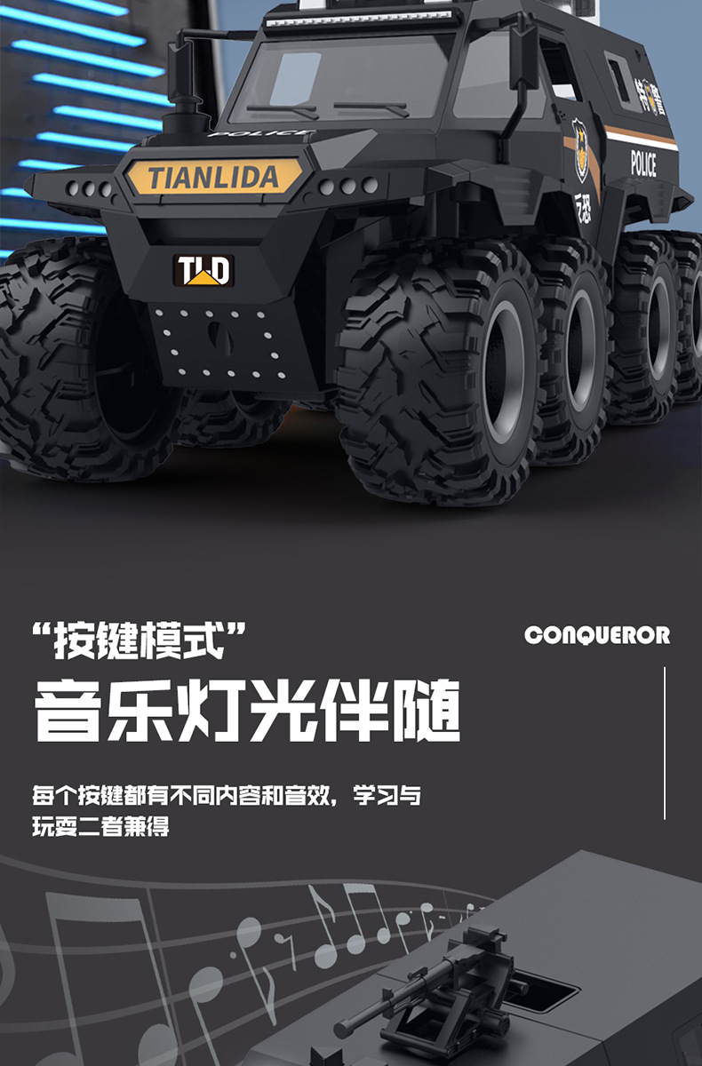 Boy toy 3-6 years old, car simulation, inertia armor, eight wheeled off-road vehicle, door can be opened, children's toy car