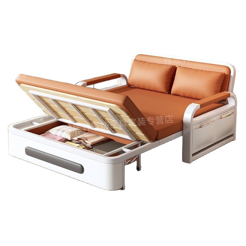 Folding sofa bed, dual-purpose sofa bed, living room multifunctional retractable bed, small-sized cat scratch leather sofa bed, bedroom bed