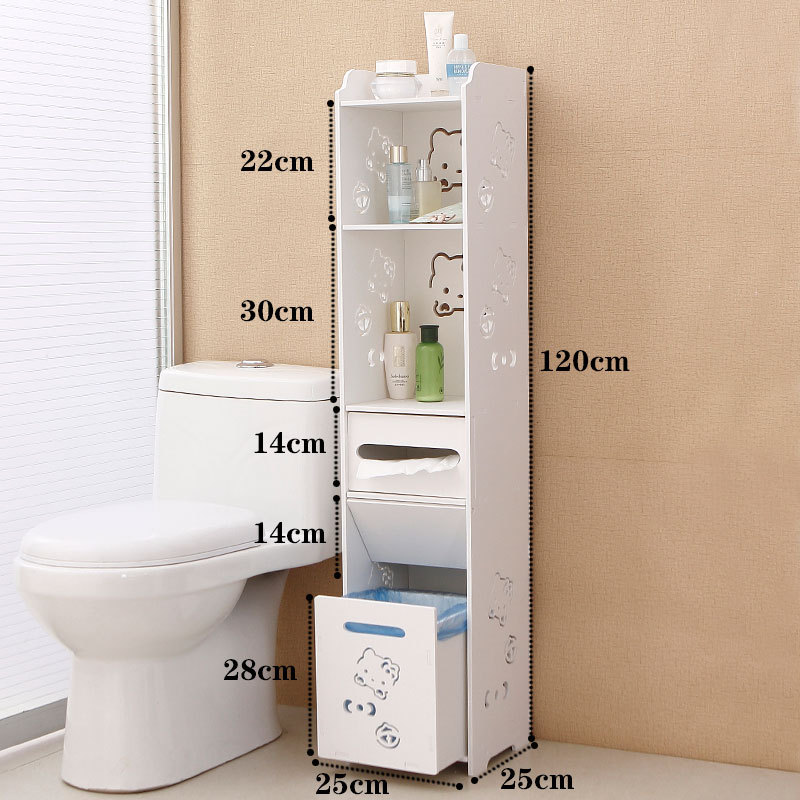 Bathroom side cabinet, toilet side cabinet with garbage bin, bathroom crevice shelf, toilet storage, waterproof storage cabinet