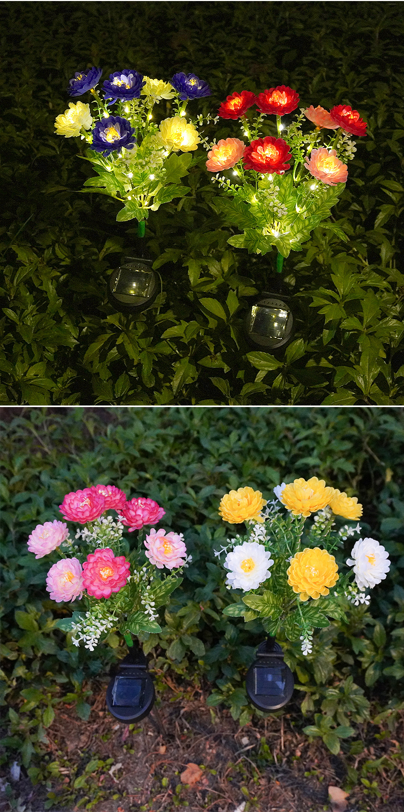 Solar Snow Lotus Lantern Outdoor Courtyard Garden Decoration Lawn Plug in LED Simulated Night Landscape Light