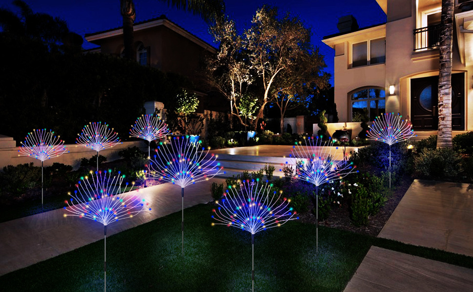 Amazon solar fireworks lights, LED lights, Christmas ground plug, 8 modes, outdoor waterproof garden courtyard decoration