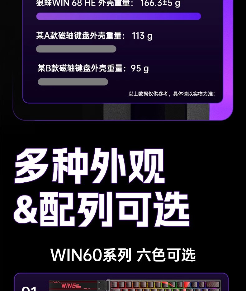 AULA狼蛛WIN60/68HE磁轴机械键盘电竞游戏专用客制化FPS无畏契约R