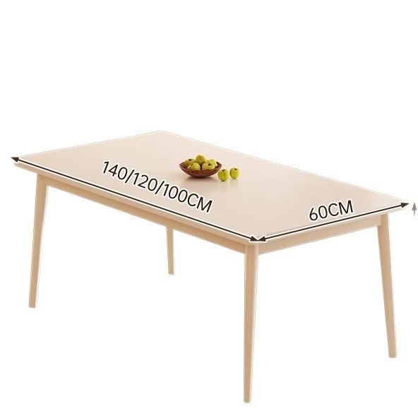 Dining table, small household unit, white cream style dining table, long solid wood legs, large board table, dining kitchen, rental table
