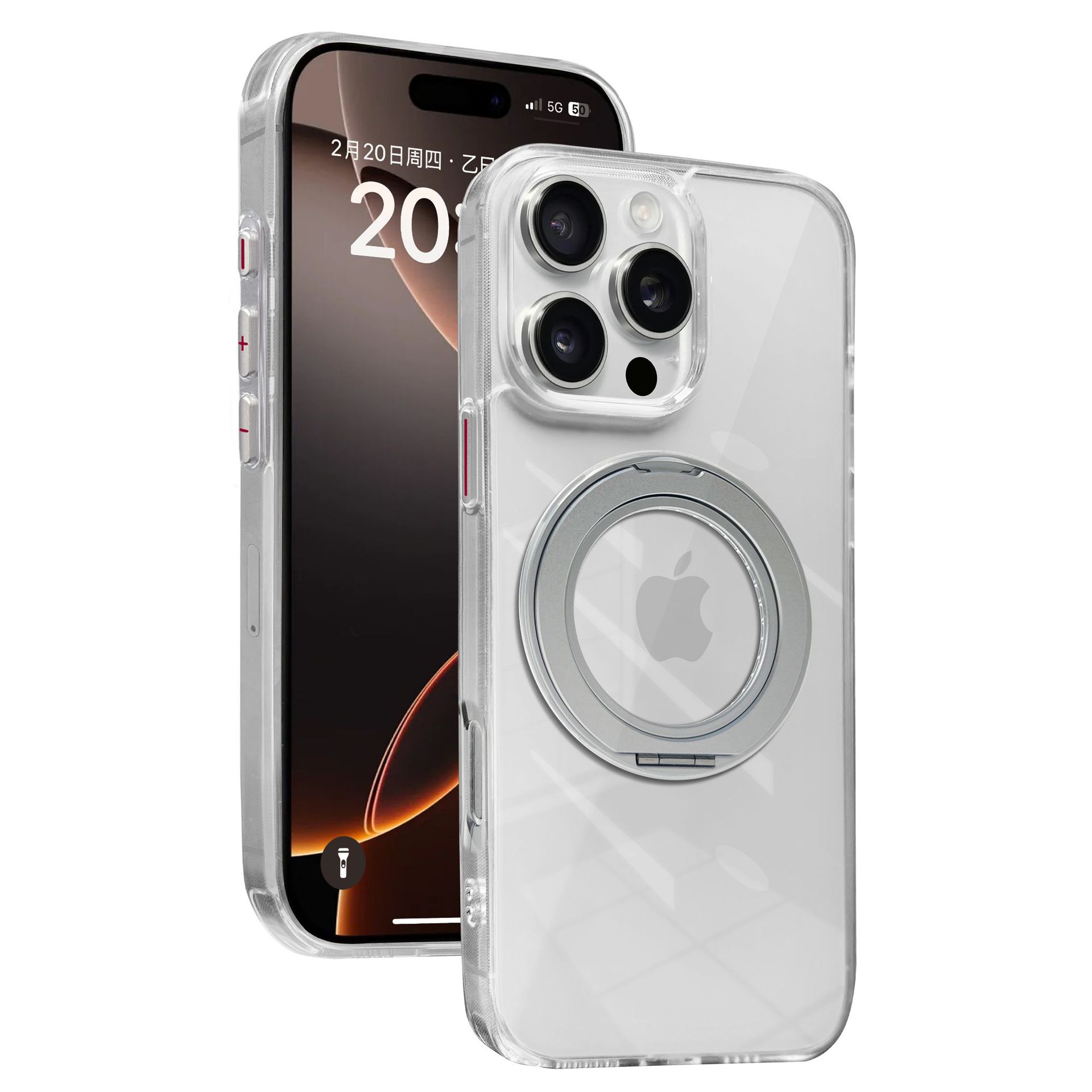 New 360 degree rotating gear sound magnetic bracket anti drop Apple phone case suitable for 17promax protective cover