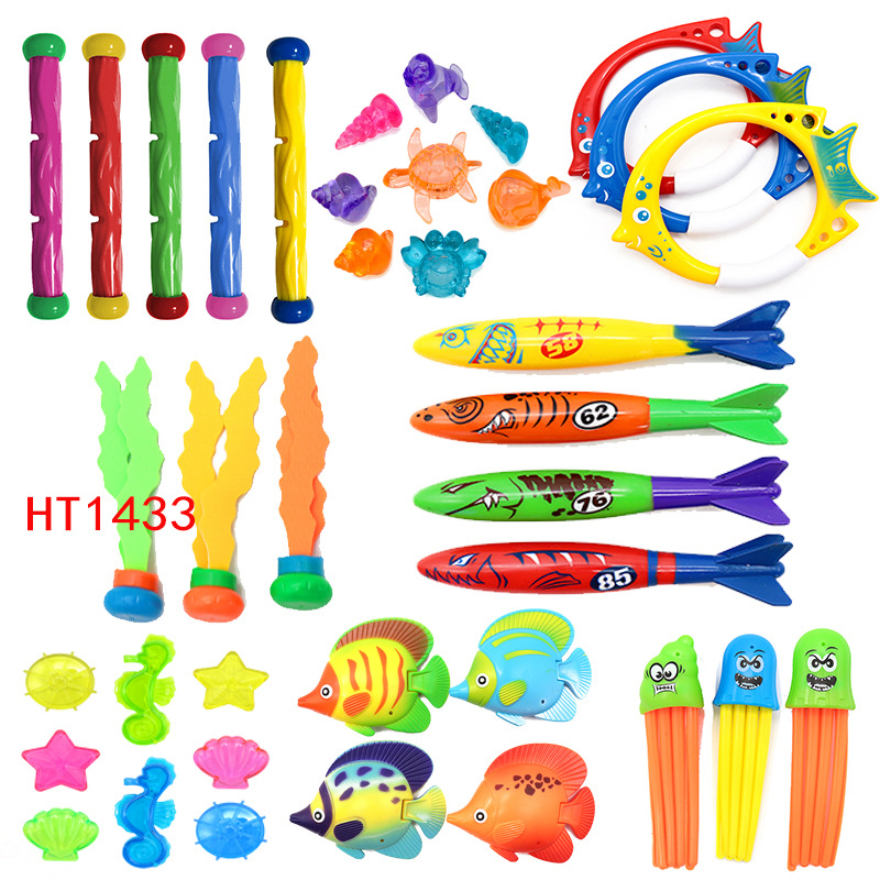 Cross border Amazon diving toys children's swimming pool treasure hunt diving torpedo water ring diamond water play set toys