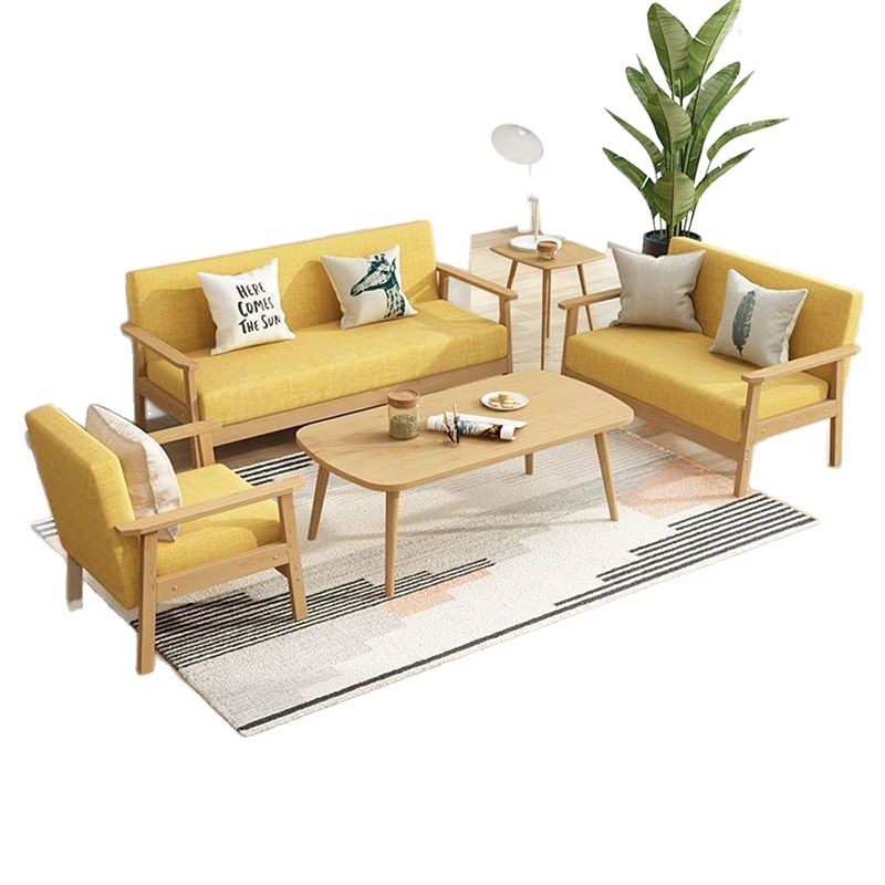 Minimally designed sofa, small-sized living room, balcony, sofa, apartment, Japanese style wooden wind and sand hair chair, combination fabric office chair