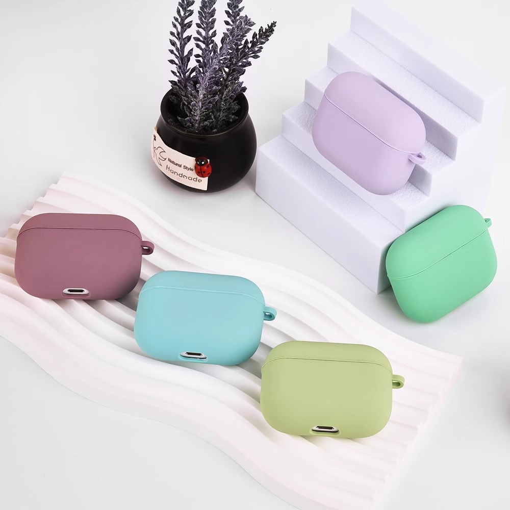Solid color liquid silicone suitable for AirPods 4th generation protective case, 2nd generation 3rd generation Pro3 Apple Bluetooth earphone soft shell