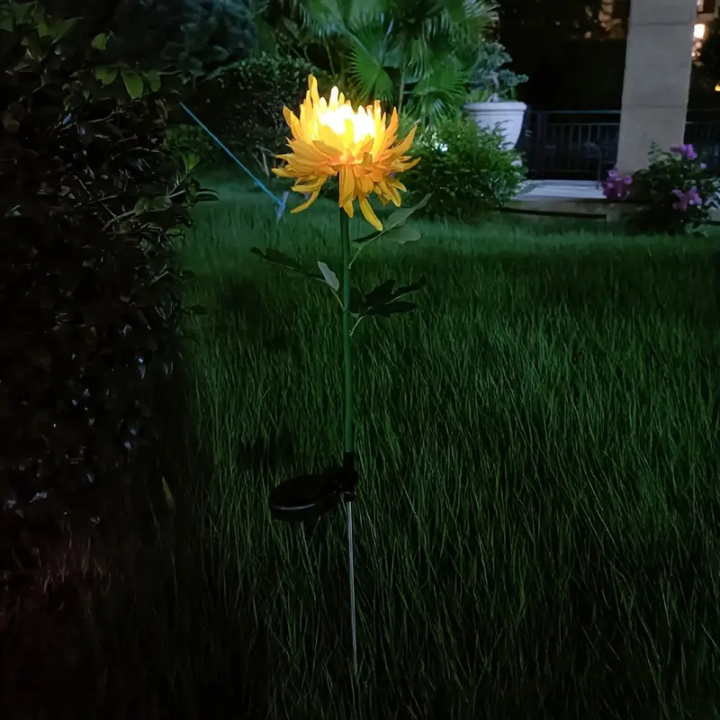 Solar simulation chrysanthemum automatic sensing single head decoration courtyard garden wedding props silk atmosphere lamp