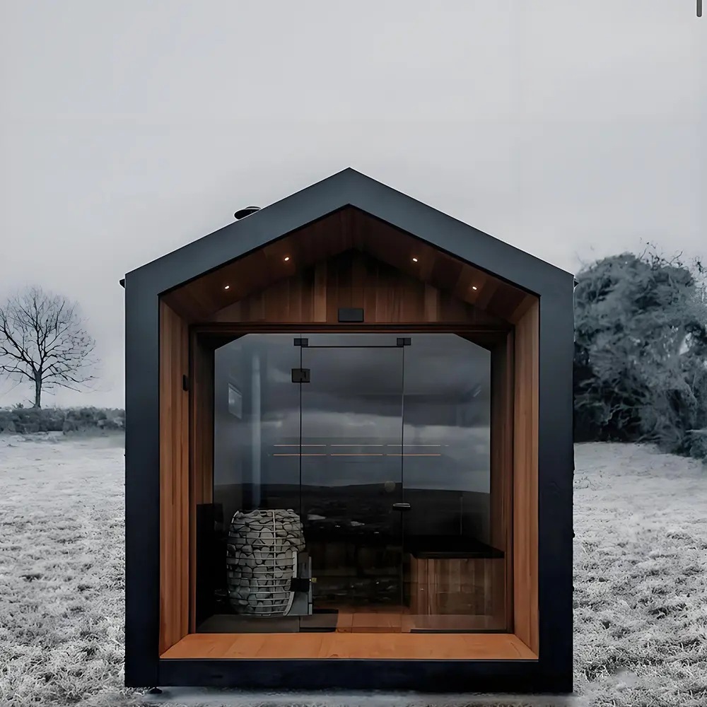 Factory hot selling luxury outdoor sauna room cedar/hemlock wood steam sauna garden cottage