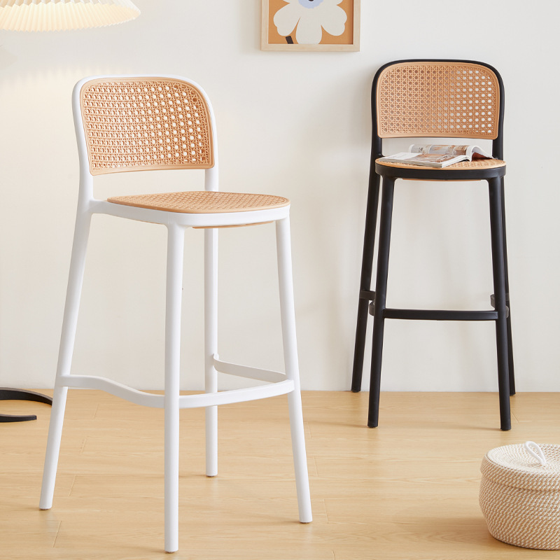 Modern minimalist plastic wicker chair for home dining, stackable backrest chair, Nordic vintage chair, restaurant hollowed out chair