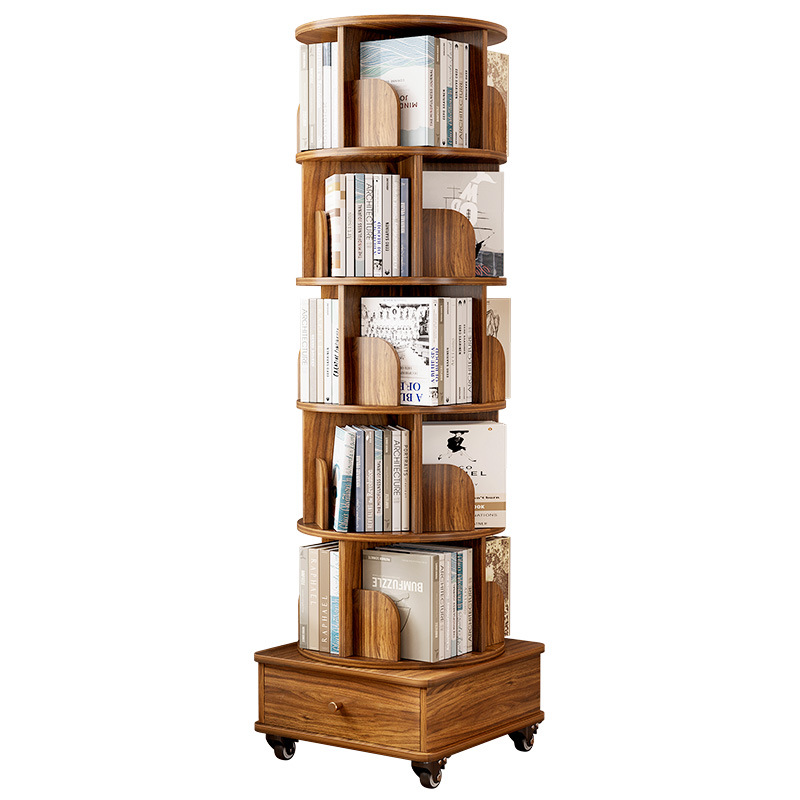 360 degree rotating bookshelf, floor standing storage rack, picture book rack, household student portable bookshelf with wheels, easy to move