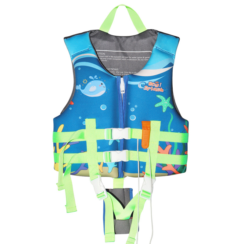 Cross border children's life jackets, diving materials, cartoon printed warm water buoyancy jackets, swimming vests for men and women aged 3-12