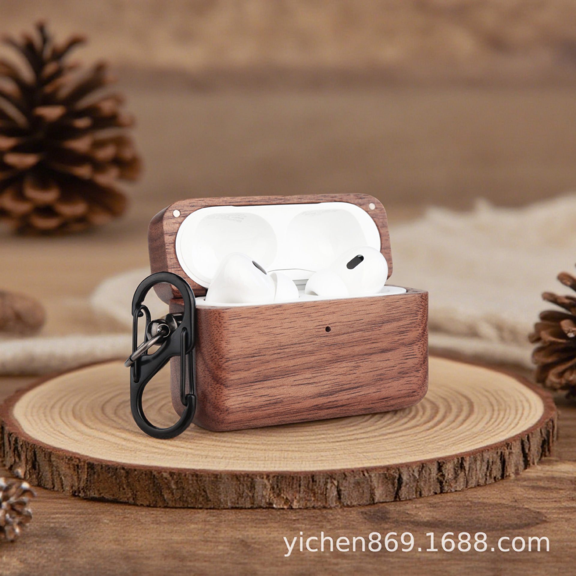 跨境APPLE新款AirPods pro3木质耳机壳适用蓝牙耳机保护壳耳机壳