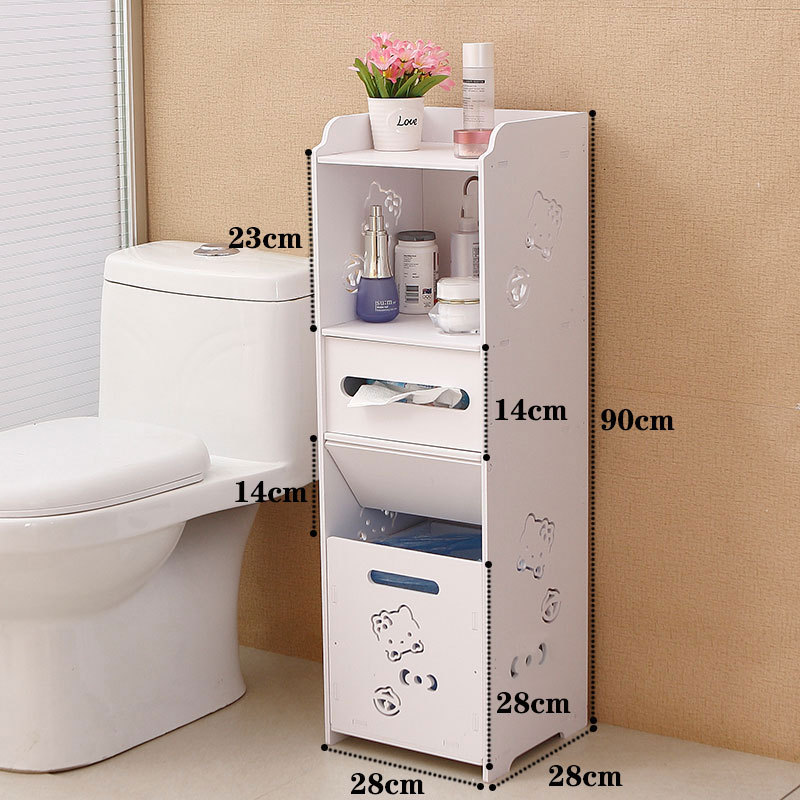 Bathroom side cabinet, toilet side cabinet with garbage bin, bathroom crevice shelf, toilet storage, waterproof storage cabinet