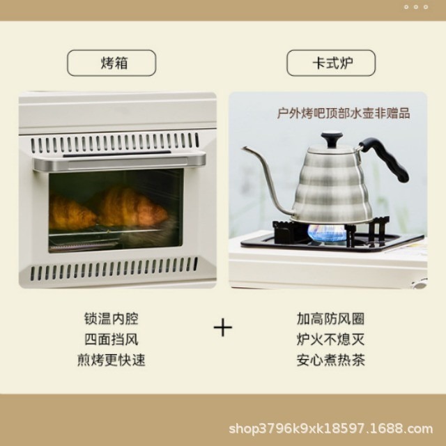 Outdoor multifunctional gas oven, barbecue grill, large capacity baking, small household card stove, camping, portable camping