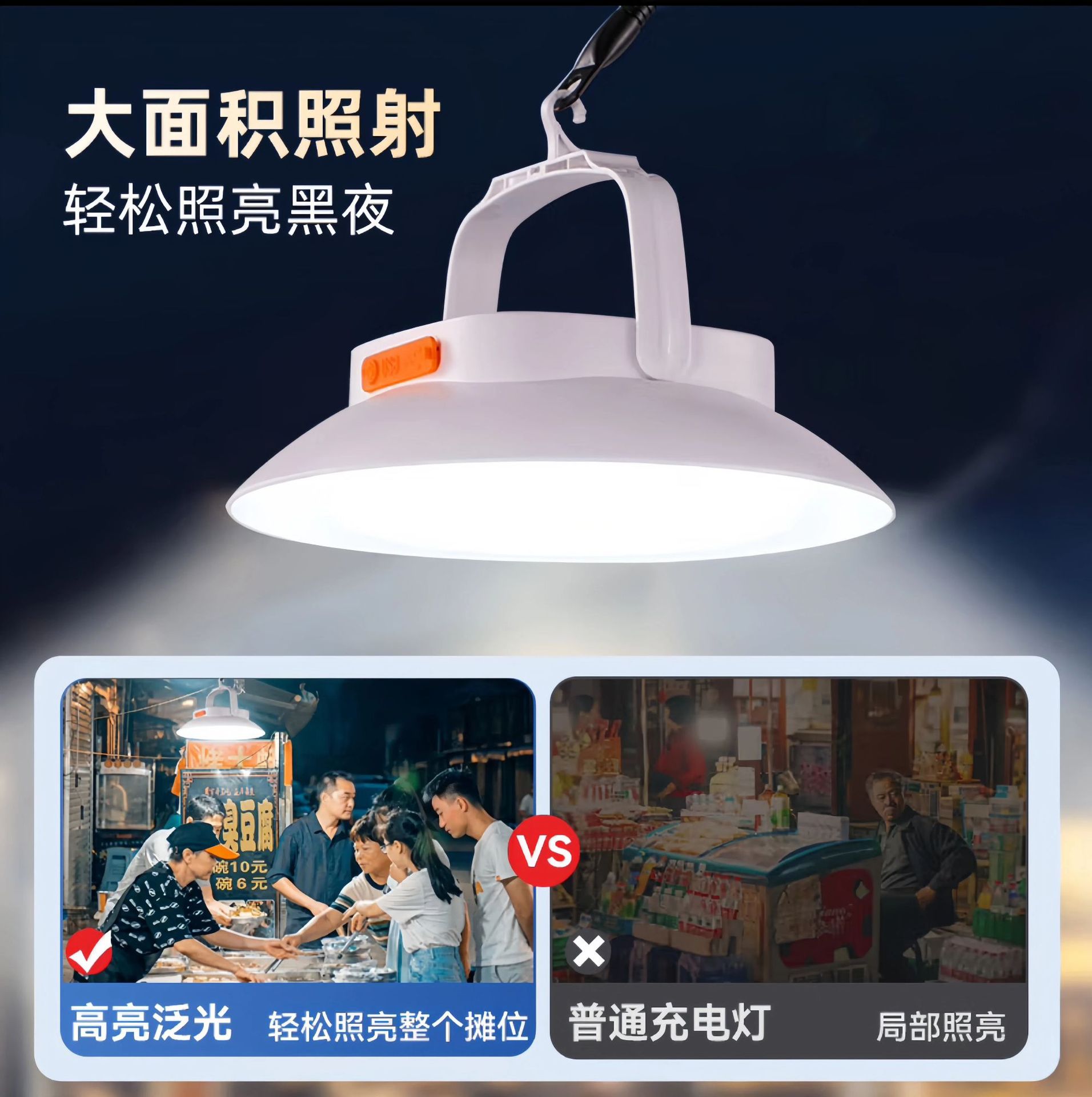 Solar camping light, super bright LED charging light, long-lasting stall lighting, outdoor tent light, rainproof hanging light