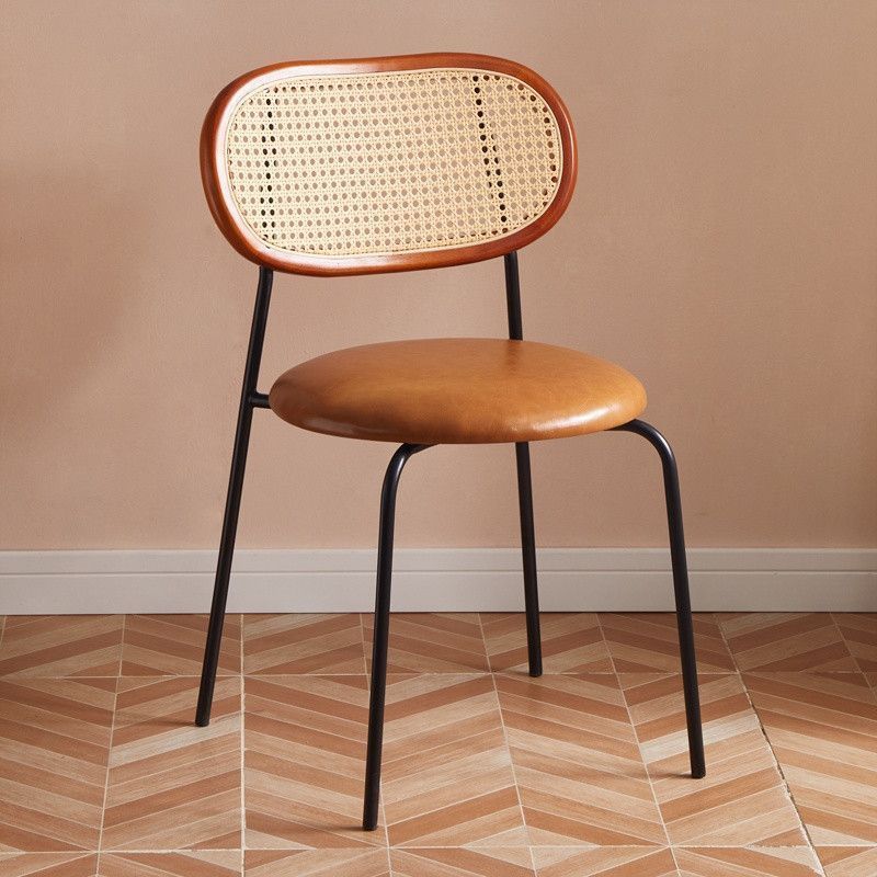 Nordic cream internet celebrity ins home antique imitation rattan chair dining chair simple balcony leisure backrest chair retro chair