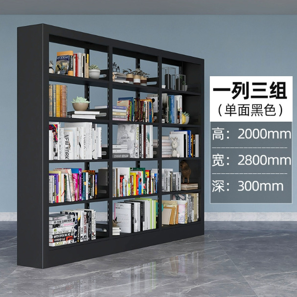 Steel bookshelf, book reading rack, household book storage rack, archive storage rack, double-sided data rack, minimalist design