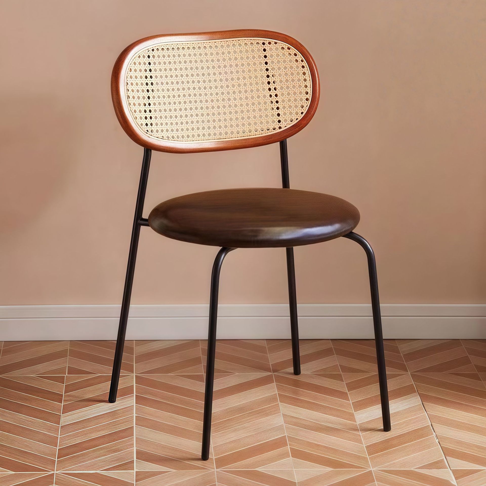 Nordic cream internet celebrity ins home antique imitation rattan chair dining chair simple balcony leisure backrest chair retro chair