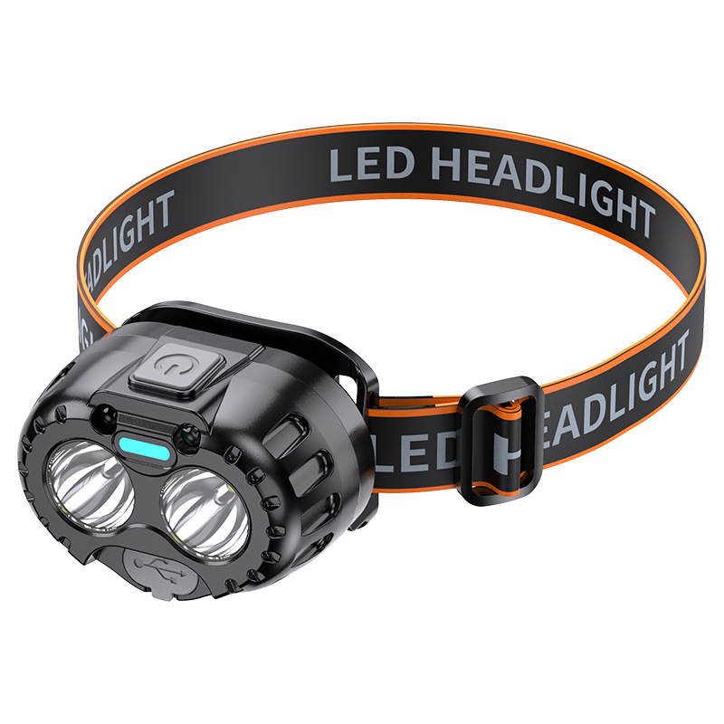 Induction headlights with long battery life, strong light charging, ultra bright LED outdoor fishing lamp head, wearable mining lamp flashlight wholesale