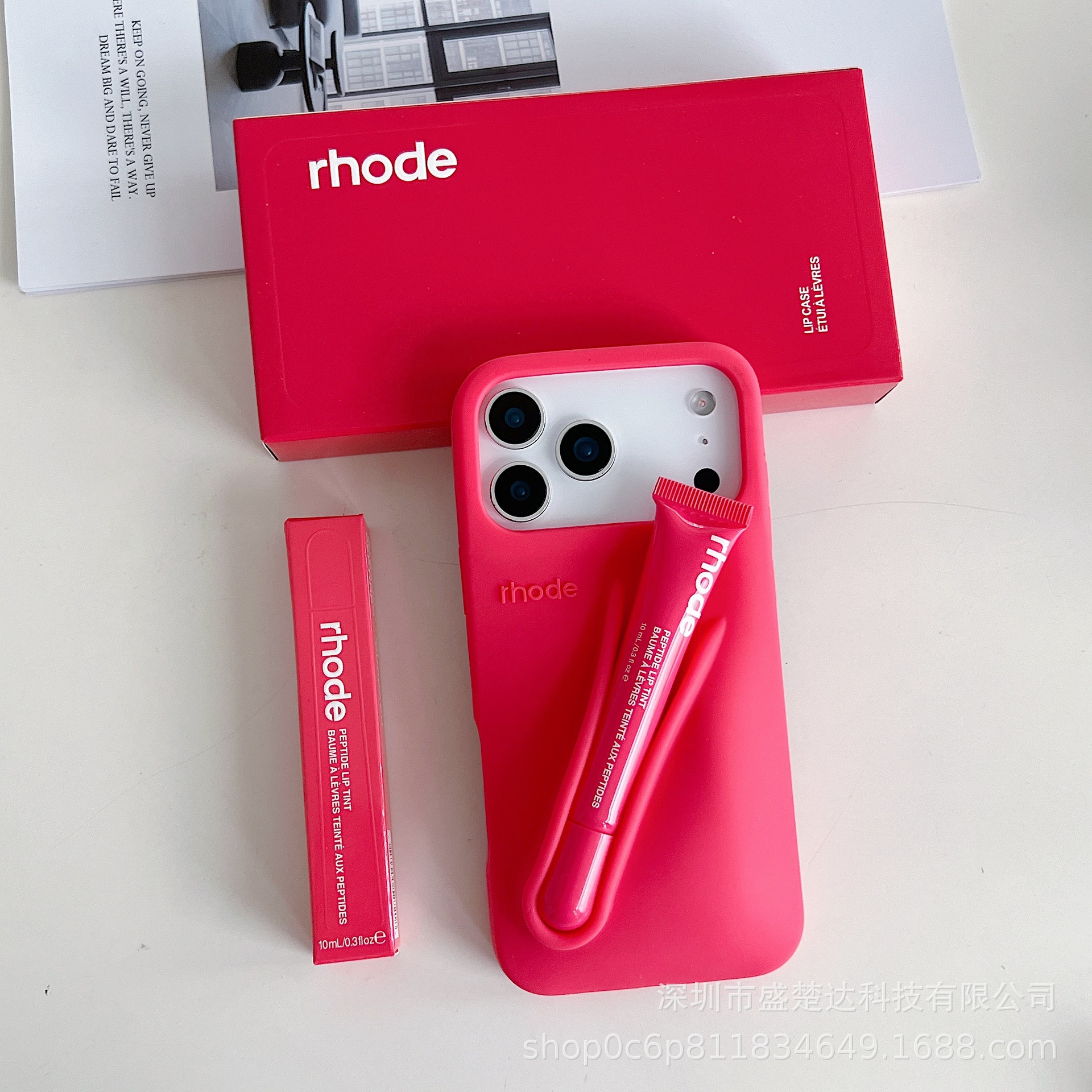 Foreign trade applicable iPhone 17 Promax Haley Rhode mouth red lip glazed silicone phone case 16p soft protective cover