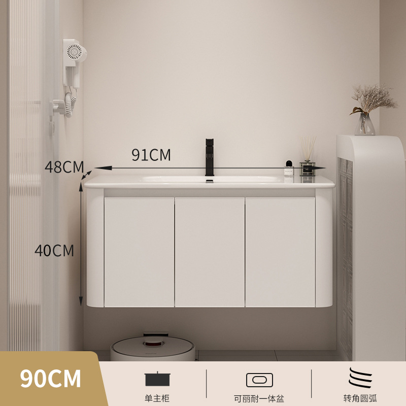 Japanese style space aluminum bathroom cabinet combination bathroom washbasin bathroom hanging cabinet ceramic integrated basin washbasin mirror cabinet
