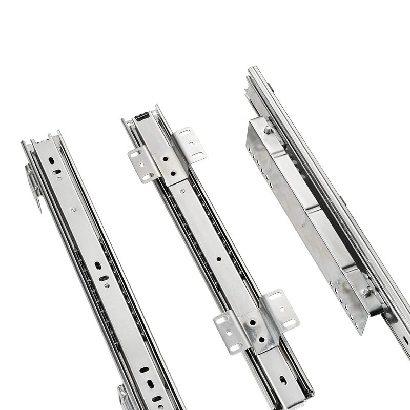 Kitchen three section basket guide rail adjustable side mounted slide rail cabinet silent track accessories bowl cabinet drawer slide rail