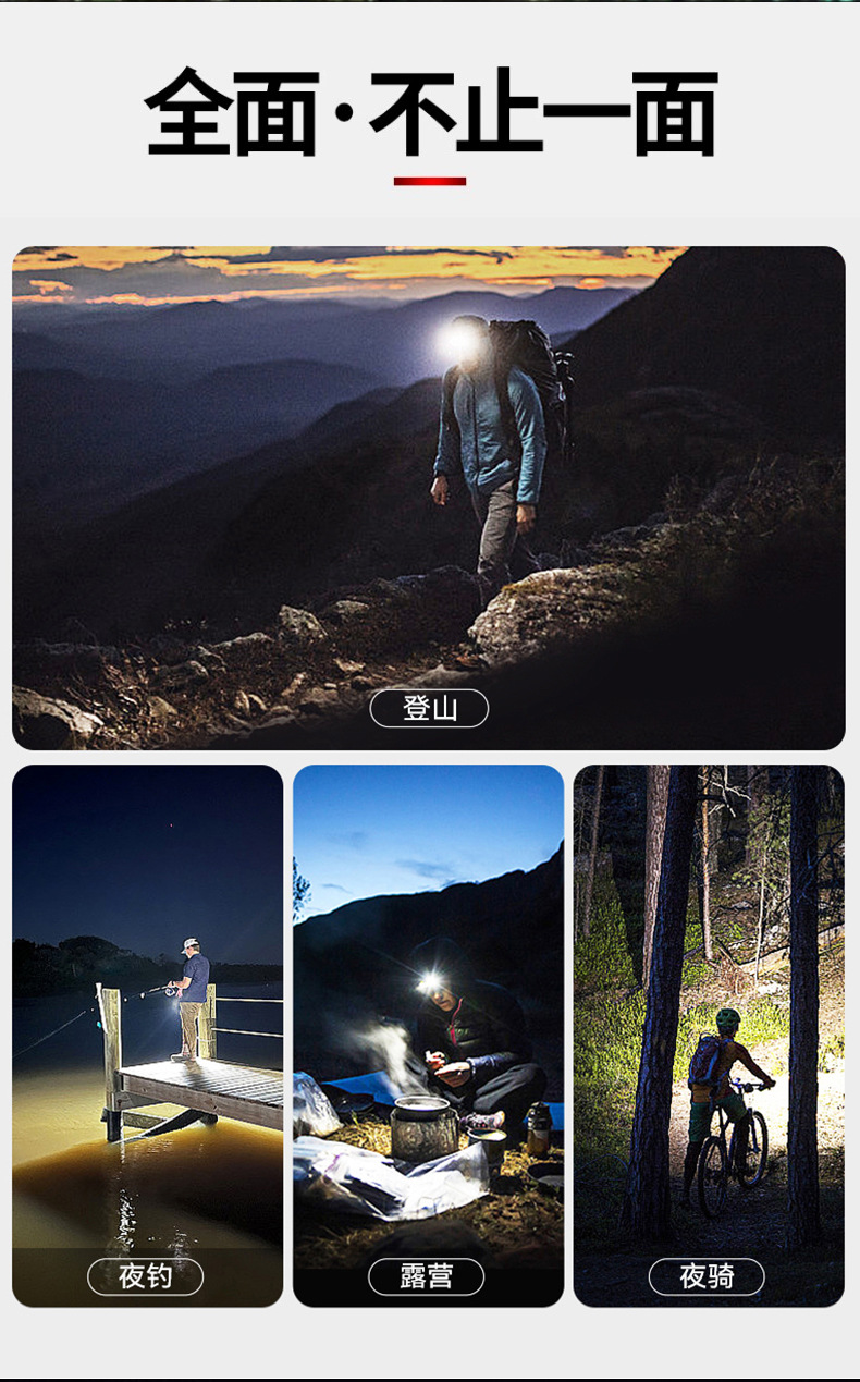 DaKe cross-border ultra bright light night fishing induction mine USB charging emergency intelligent head mounted outdoor lighting