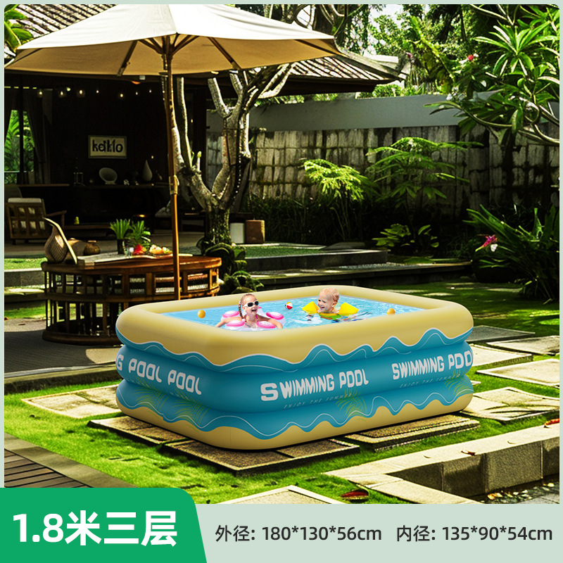 Overseas inflatable swimming pool for home, outdoor, baby, children, family, adult, thick square play pool