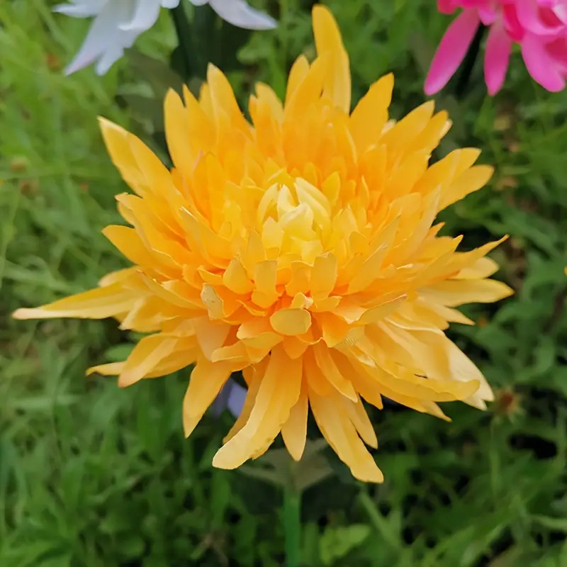 Solar simulation chrysanthemum automatic sensing single head decoration courtyard garden wedding props silk atmosphere lamp