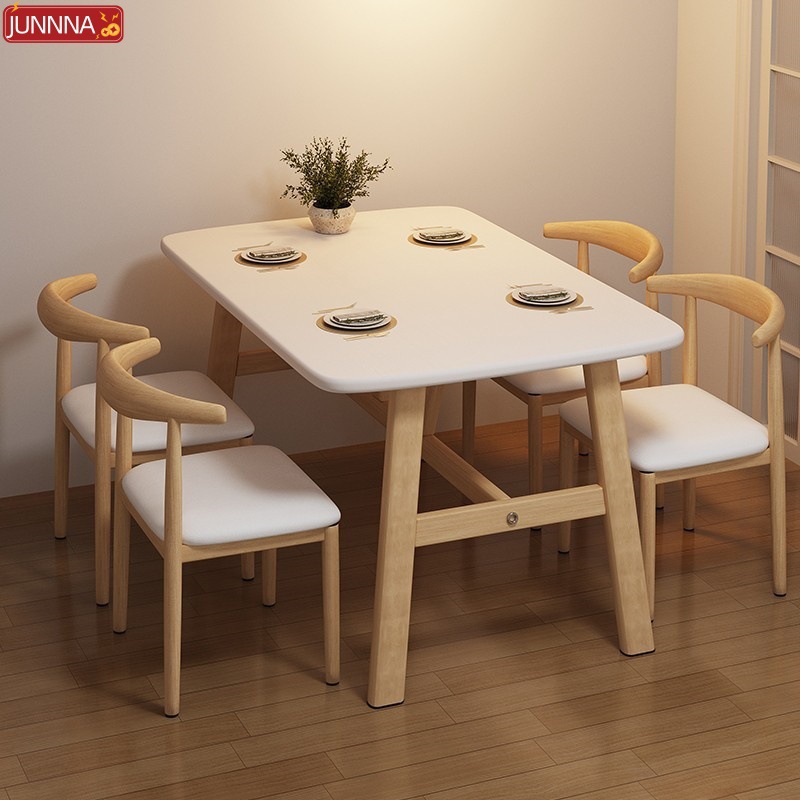 Rental room, small apartment, household dining table, simple commercial cafeteria, fast food, rectangular table and chair combination dining table