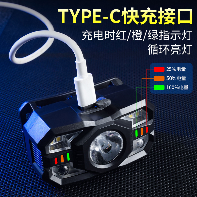 New LED Long Range Headlamp USB Charging Outdoor Night Fishing Headlamp Long Range Exploration Light Cycling Headwear