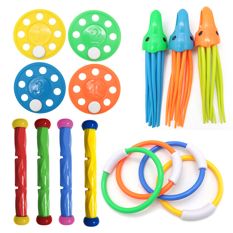 Cross border Amazon diving toys children's swimming pool treasure hunt diving torpedo water ring diamond water play set toys