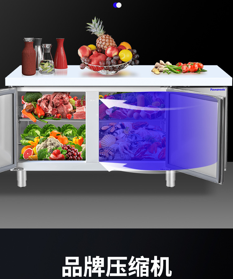Commercial operation table, freezer, stainless steel kitchen, refrigeration, freezing workbench, refrigerator, direct cooling, flat freezer, manufacturer wholesale