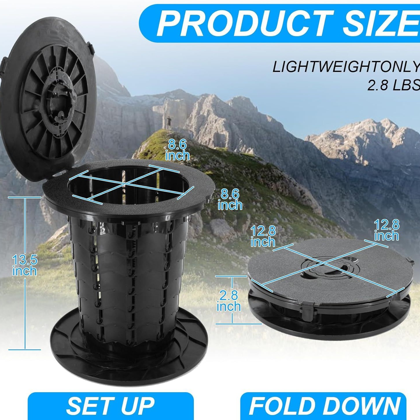 Portable 10th generation folding toilet, car mounted camping emergency toilet, garbage bin, adjustable stool, wholesale