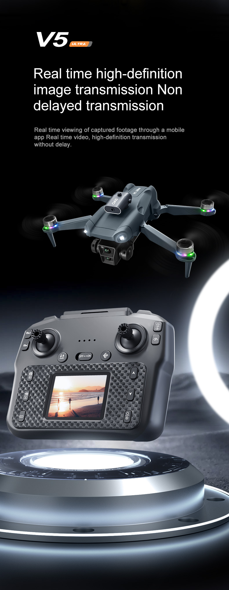 Cross border V5 unmanned aerial vehicle dual camera aerial photography with screen remote control aerial photography aircraft folding remote control aircraft