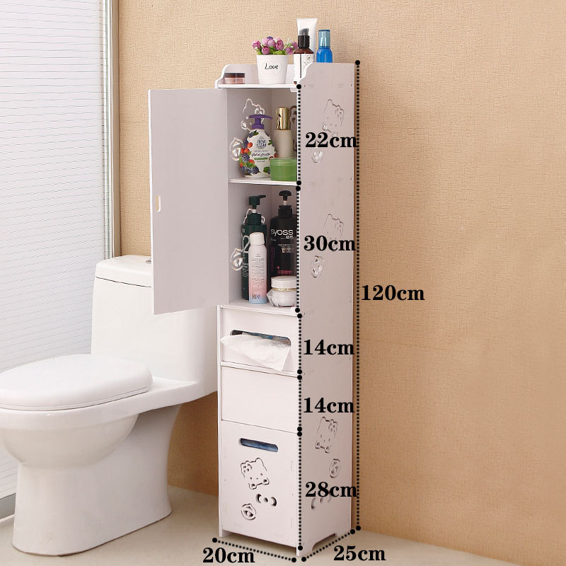 Bathroom side cabinet, toilet side cabinet with garbage bin, bathroom crevice shelf, toilet storage, waterproof storage cabinet