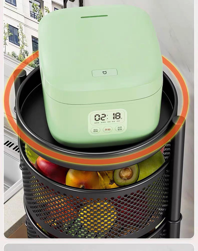 Rotating storage rack, kitchen vegetable floor, multi-layer fruit and vegetable basket, household multifunctional mobile storage rack