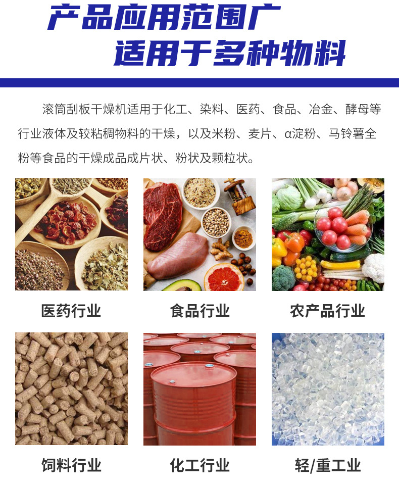 食品原料滚筒刮板干燥机 农业制品烘干设备 石墨滚筒刮板干燥机