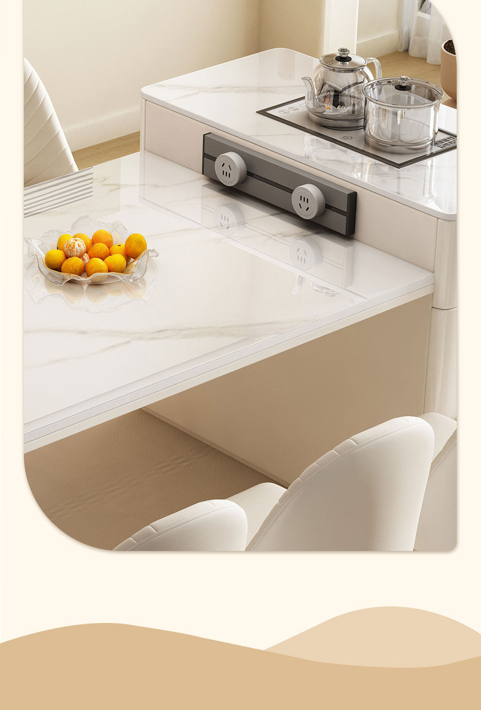 Italian rock slab dining table, island platform integrated small apartment, modern and simple dining room, kitchen, expandable middle island platform dining table