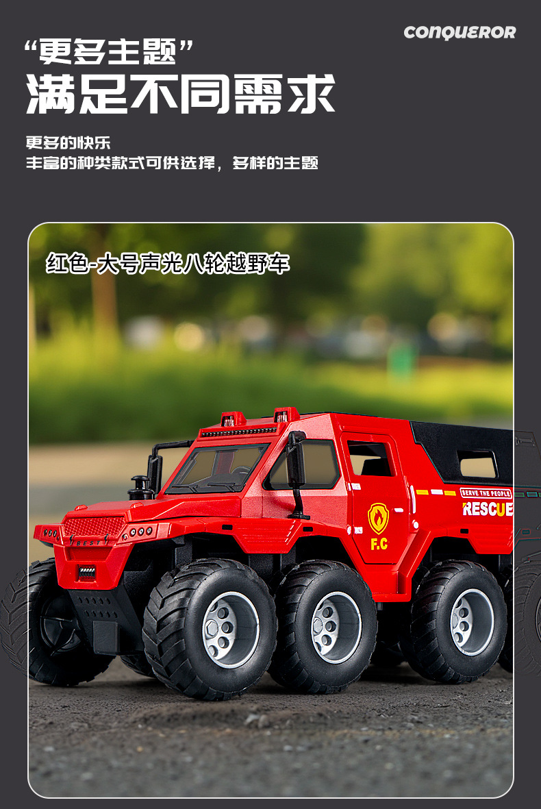 Boy toy 3-6 years old, car simulation, inertia armor, eight wheeled off-road vehicle, door can be opened, children's toy car